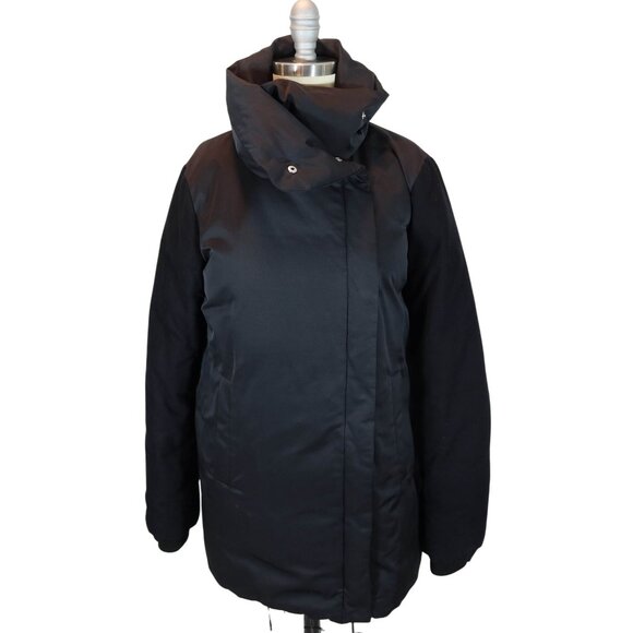 THEORY Briola Black Down Winter Puffer Parka Coat Size XS Classic Outdoor Warm - Picture 1 of 8